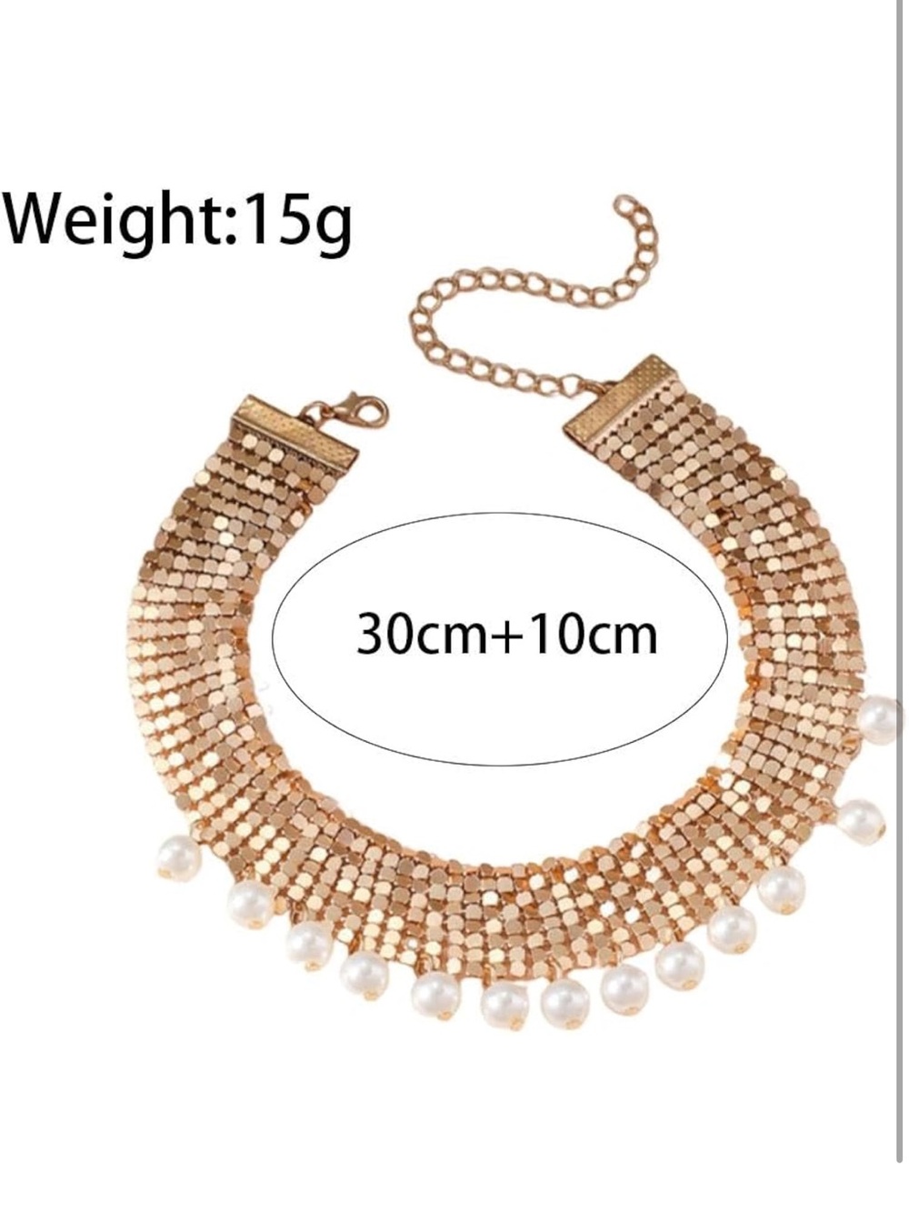 Anthropologie Gold Mesh Choker with Pearl Fringe - Picture 6 of 6